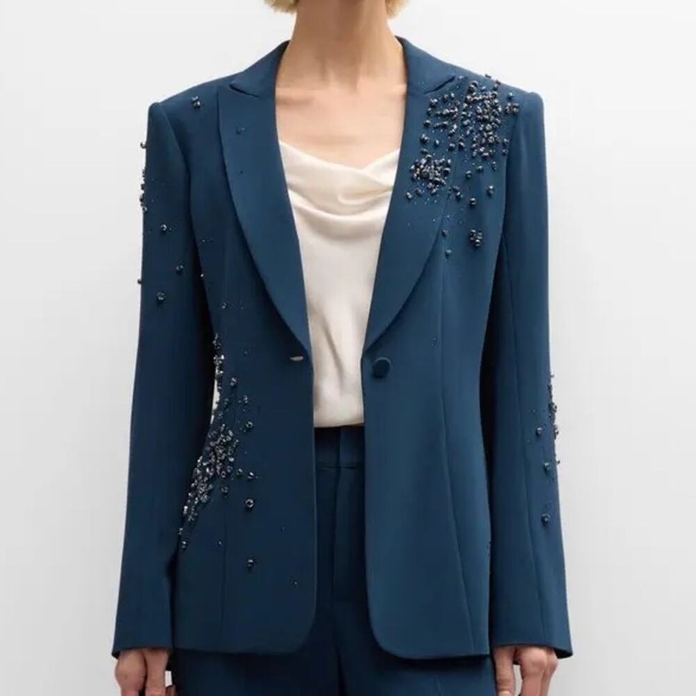 FINAL PRICE $695 Cinq á Sept Cheyenne Rhinestone Embellished Blazer - Picture 3 of 15